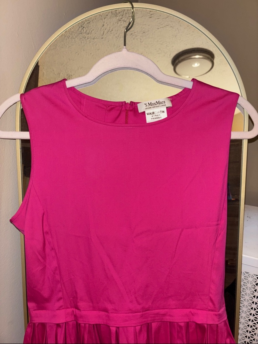 ‘S Max Mara Bright Fuchsia Sleeveless Pleated Dress - Picture 3 of 8